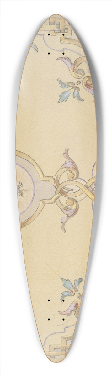 Jules-Edmond-Charles Lachaise - Partial design for the decoration of a ceiling with scrolls and swags of fruit 39.3 inch art pintail longboard deck