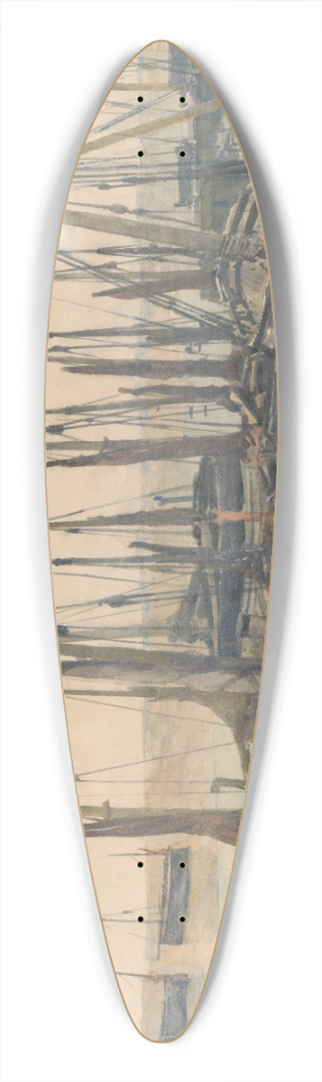 Jules Lessore - Fishing Boats Moored 39.3 inch art pintail longboard deck