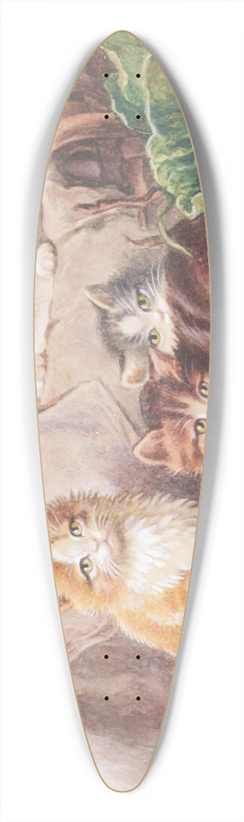 Julius Adam the elder - Spielende Katzen 39.3 inch art pintail longboard deck