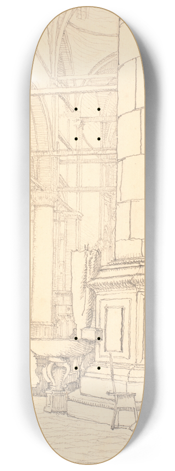 Christen Kbke - Parti fra det indre af Ss.Giovanni e Paolo i Venedig 8.25 inch art skate deck