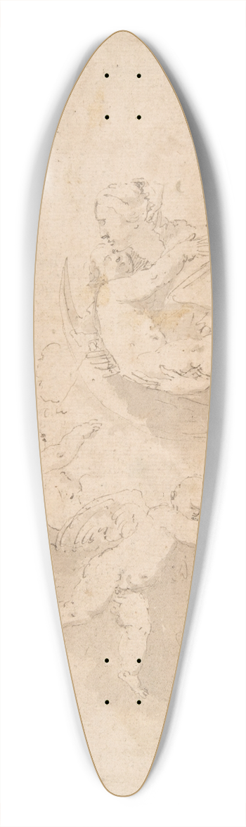 Jusepe de Ribera - Virgin and Child on Crescent Moon with Putti 39.3 inch art pintail longboard deck