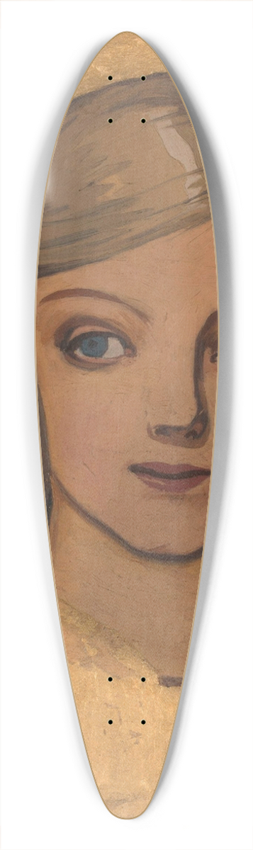 Jzef Mehoffer - Head of a girl against gold background 39.3 inch art pintail longboard deck