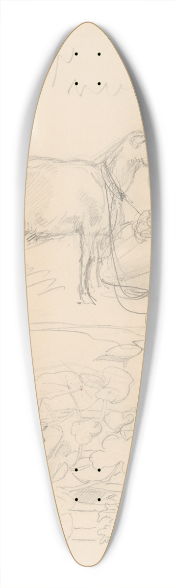 Jzef Simmler - A shepherdess with a goat 39.3 inch art pintail longboard deck