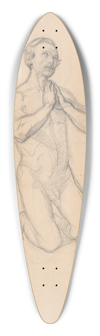 Jzef Simmler - Nude sketch to the figure of St. Matthias to the painting Martyrdom of St. Matthias 39.3 inch art pintail longboard deck