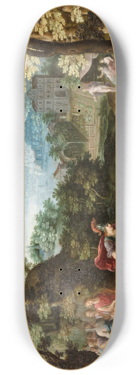 Adriaen van Stalbemt - Apollo and Minerva leaving the Muses for Venus, Ceres and Bacchus 8.25 inch art skate deck