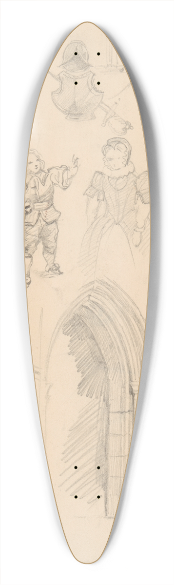 Jzef Simmler - Sketches of Baroque costumes and furniture and Gothic architectural details 39.3 inch art pintail longboard deck