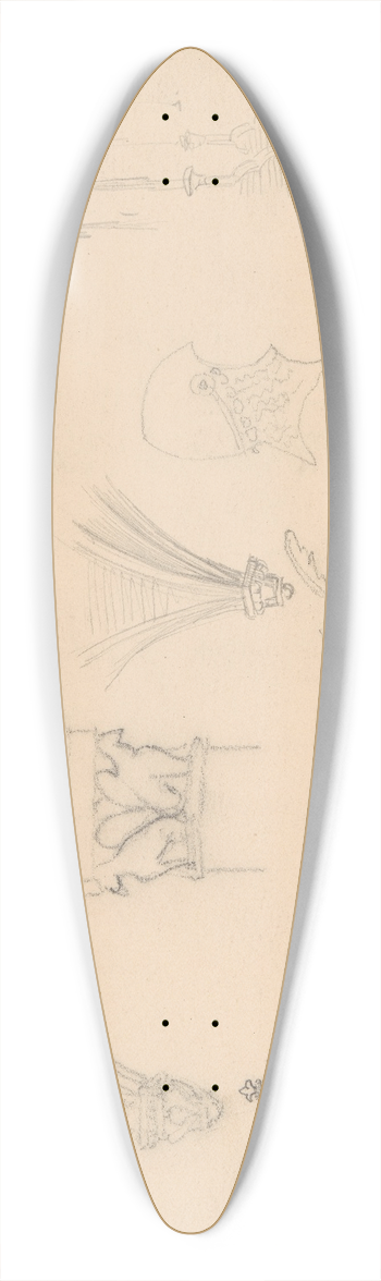 Jzef Simmler - Sketches of Roman and Gothic architectural details and medieval armour 39.3 inch art pintail longboard deck