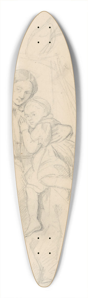 Jzef Simmler - Sketch of Catherine Jagiellon with son Sigismund and John, Grand Duke of Finland, to the painting Catherine Jagiellon in Gripsholm Prison 39.3 inch art pintail longboard deck