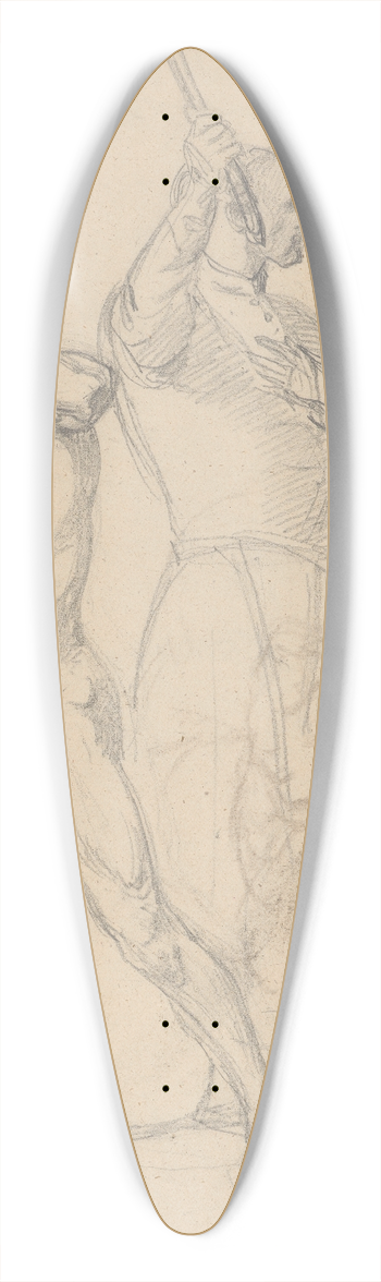 Jzef Simmler - Sketch of the figure of Gniewosz of Dalewice and a nobleman for the painting Queen Jadwigas Oath 39.3 inch art pintail longboard deck