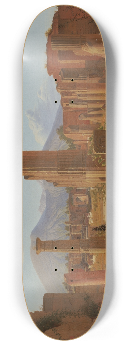 Christen Kbke - The Forum, Pompeii, with Vesuvius in the Distance 8.25 inch art skate deck