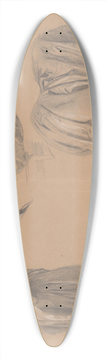 Jzef Simmler - Studies of various parts of dresses for the painting The Upbringing of Sigismund Augustus 39.3 inch art pintail longboard deck