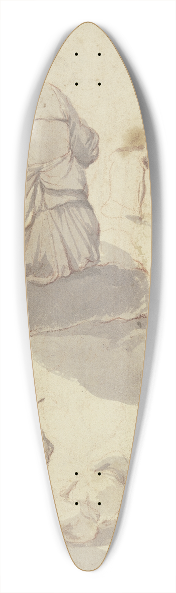 Karel Dujardin - Eine spinnende Frau, eine weitere sitzende Fau in Rckansicht sowie ein beladener Esel, neben ihm der schlafende Treiber 39.3 inch art pintail longboard deck