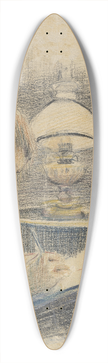 Karl Drnberger - Tegnende mann ved parafinlampe 39.3 inch art pintail longboard deck