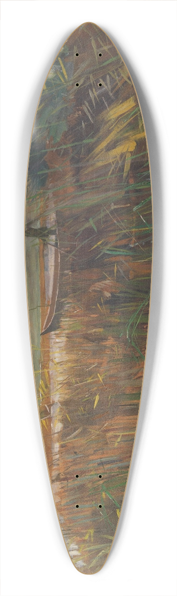 Karl Hagemeister - Mrkische Seenlandschaft mit Entenjger im Kahn stehend 39.3 inch art pintail longboard deck