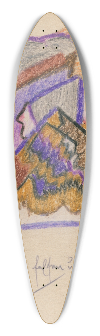 Karl Wiener - Komposition; Felsen und Wolken 39.3 inch art pintail longboard deck