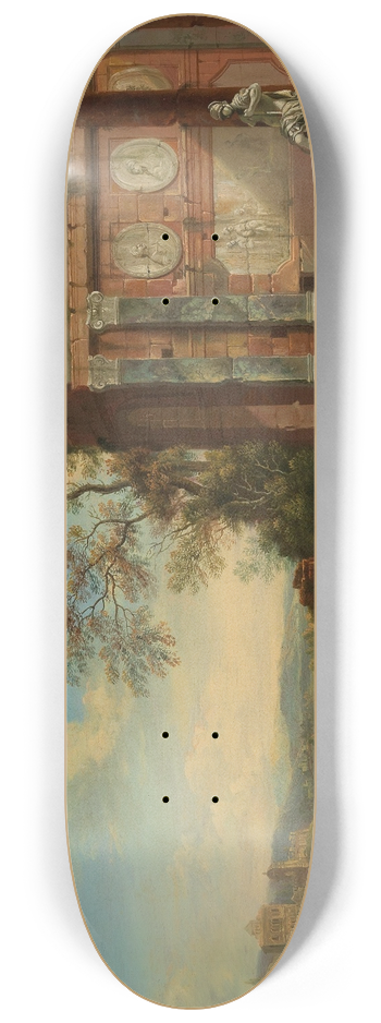 Christian Georg Schtz the elder - Gebirgige Flusslandschaft 8.25 inch art skate deck