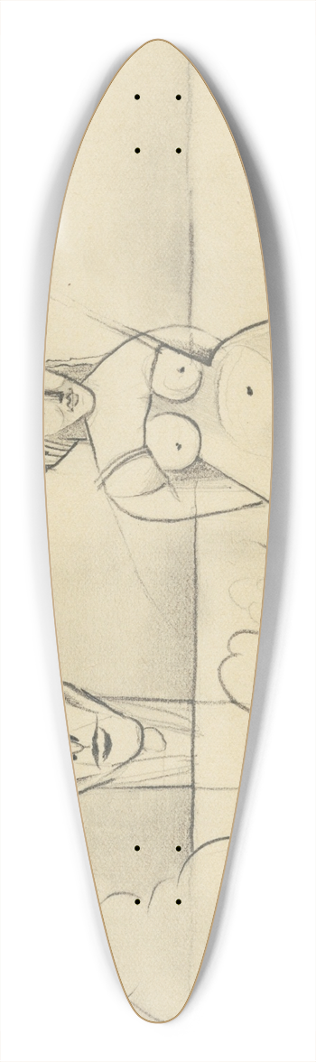 Karl Wiener - Ohne Titel (Selbstbildnis und Frauenfigur) 39.3 inch art pintail longboard deck