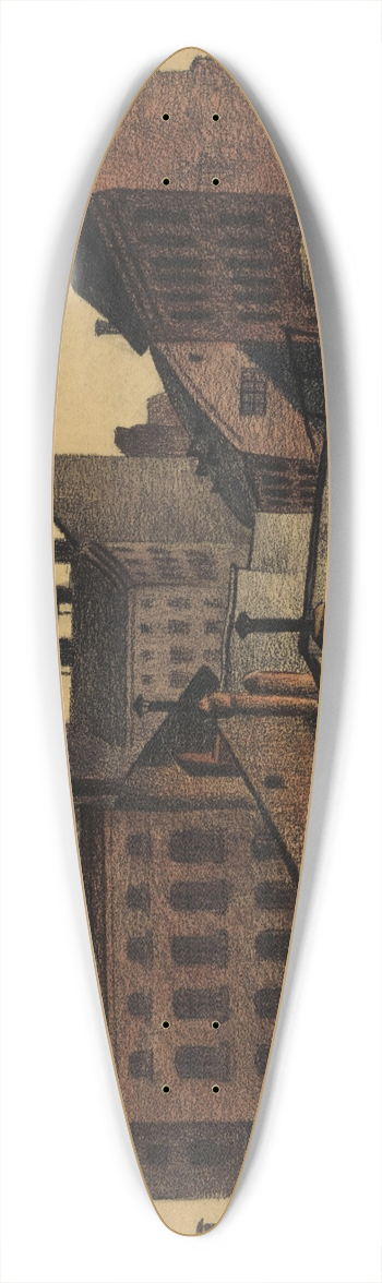 Karl Wiener - Ohne Titel (Stadthuser, Wien) 39.3 inch art pintail longboard deck