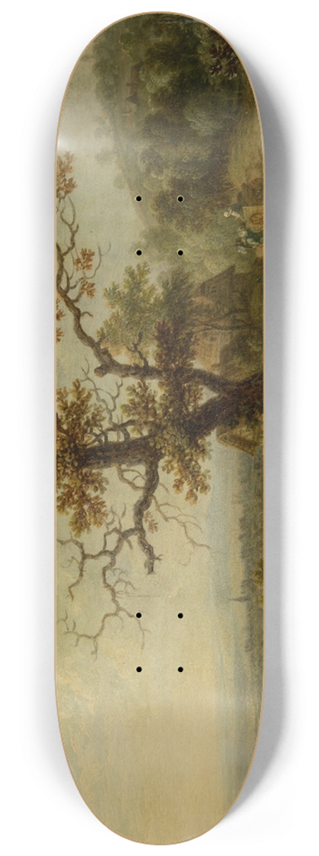Christian Georg Schtz the elder - Landscape with Grazing Farm Animals 8.25 inch art skate deck