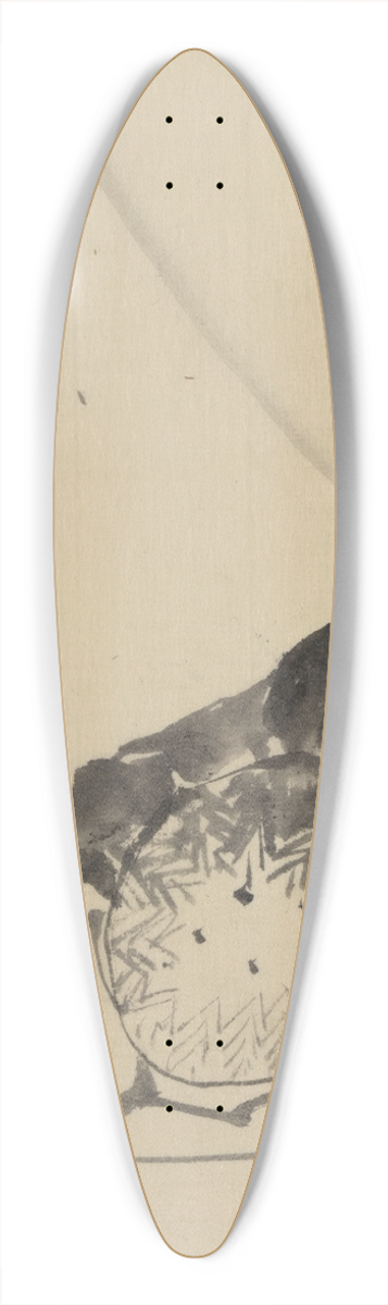 Katsushika Hokusai - A monk reclining, holding a large conical hat in front of him, with view of Mount Fuji in the background 39.3 inch art pintail longboard deck