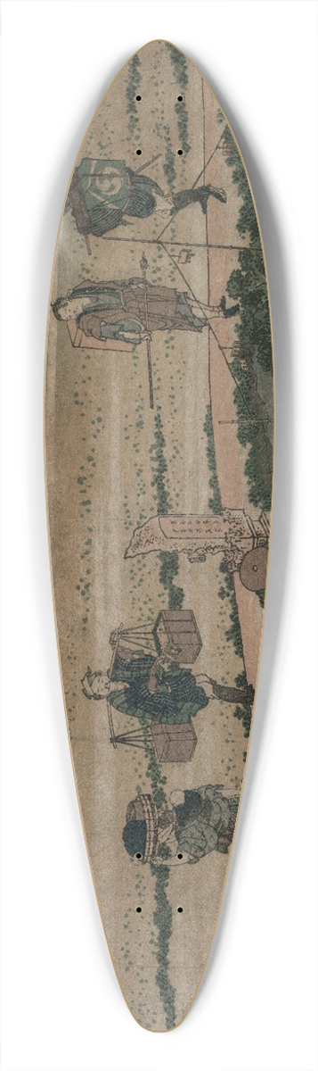 Katsushika Hokusai - A View of Mount Fuji and Travellers by a Bridge 39.3 inch art pintail longboard deck
