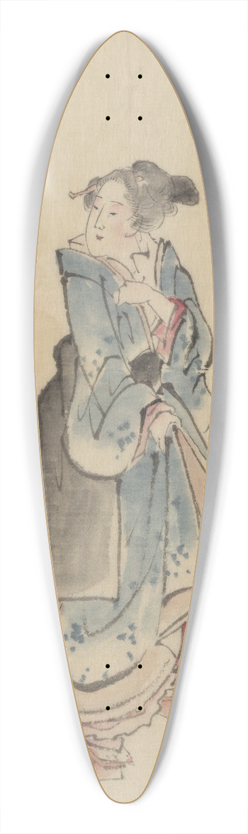 Katsushika Hokusai - A woman walking to the right, full-length portrait, facing left, wearing kimono and geta 39.3 inch art pintail longboard deck
