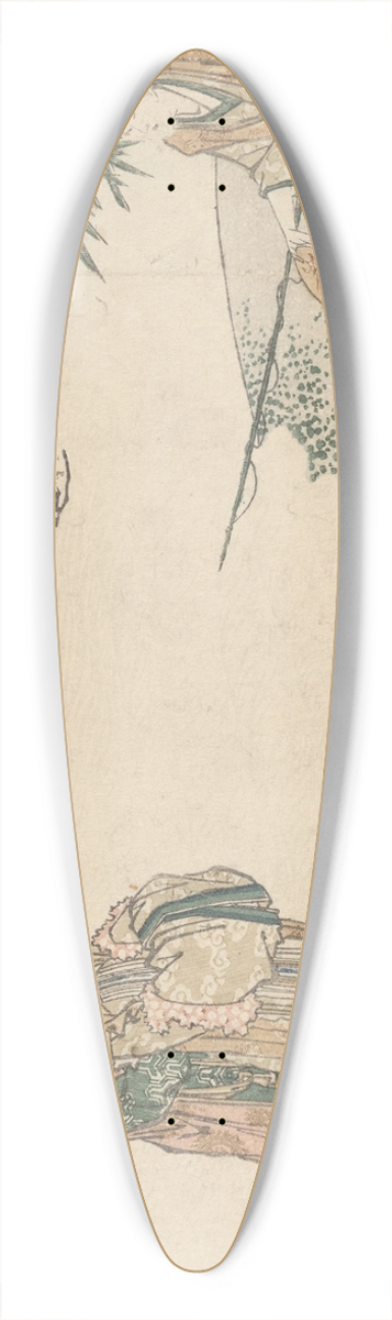 Katsushika Hokusai - Old Man Feeding the Turtles; Princes and Attendants Approaching 39.3 inch art pintail longboard deck