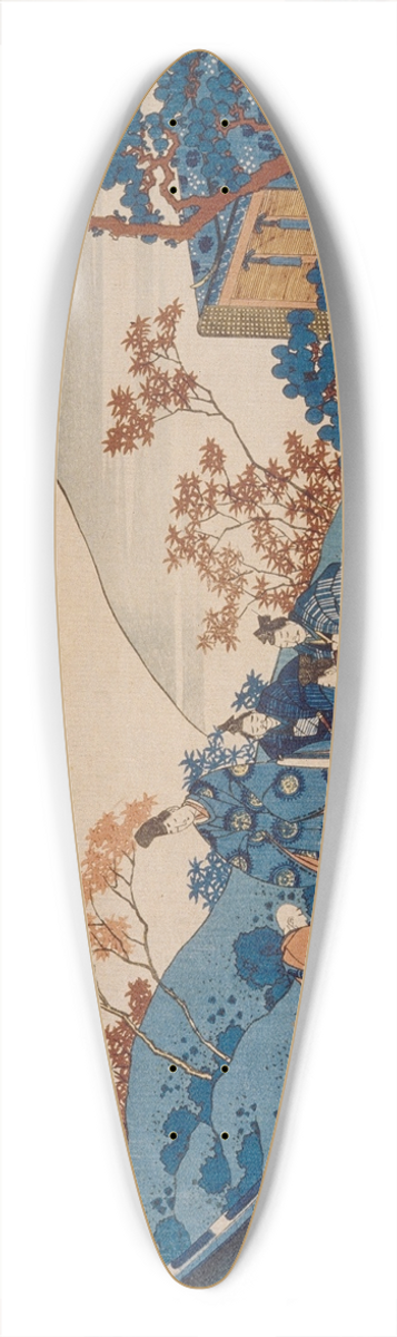 Katsushika Hokusai - Poem by Teishin K (Fujiwara no Tadahira) 39.3 inch art pintail longboard deck