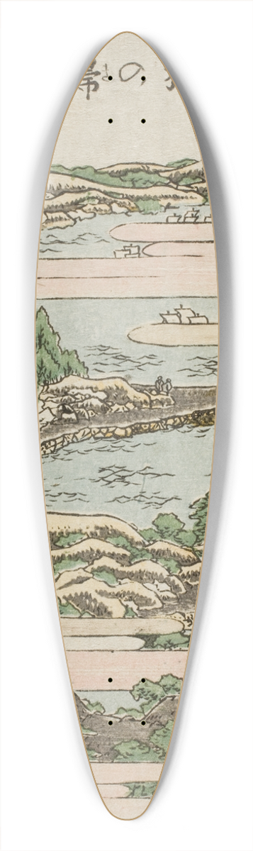 Katsushika Hokusai - Returning Sails at Yabase 39.3 inch art pintail longboard deck