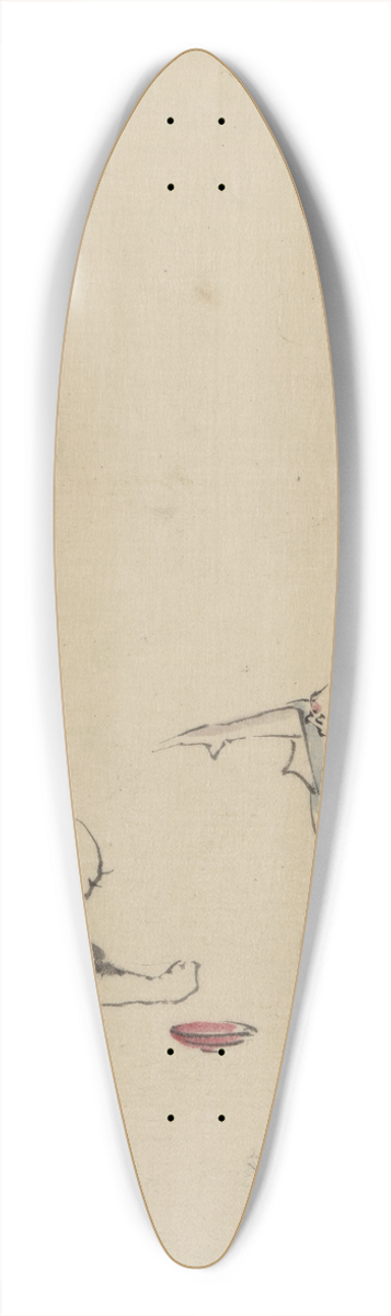 Katsushika Hokusai - Two men playing a game or gambling, possibly involving dice of some sort 39.3 inch art pintail longboard deck