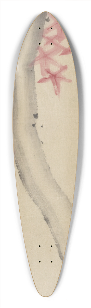 Katsushika Hokusai - Unidentified, possibly a tree branch with red star-shaped leaves or blossoms 39.3 inch art pintail longboard deck