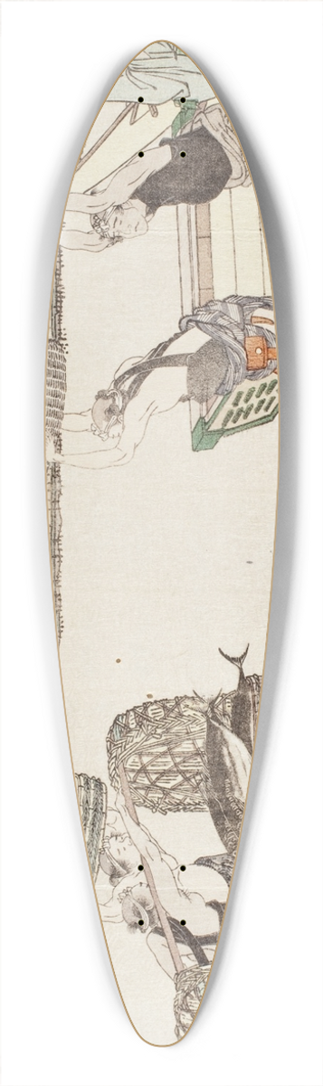 Katsushika Hokusai - Unloading Bonito for Market 39.3 inch art pintail longboard deck