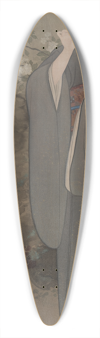 Kawasaki Rank - Woman under a CherryTree 39.3 inch art pintail longboard deck