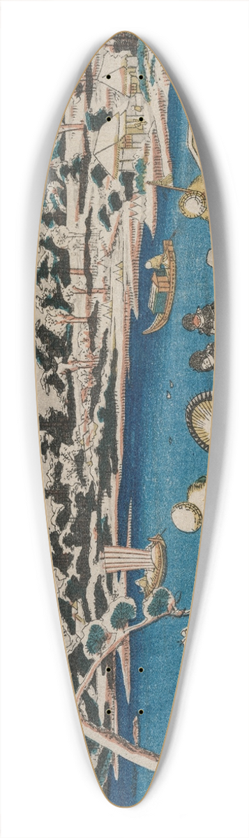 Keisai Eisen - A Distant View of Snow on the Sumida River in Edo 39.3 inch art pintail longboard deck