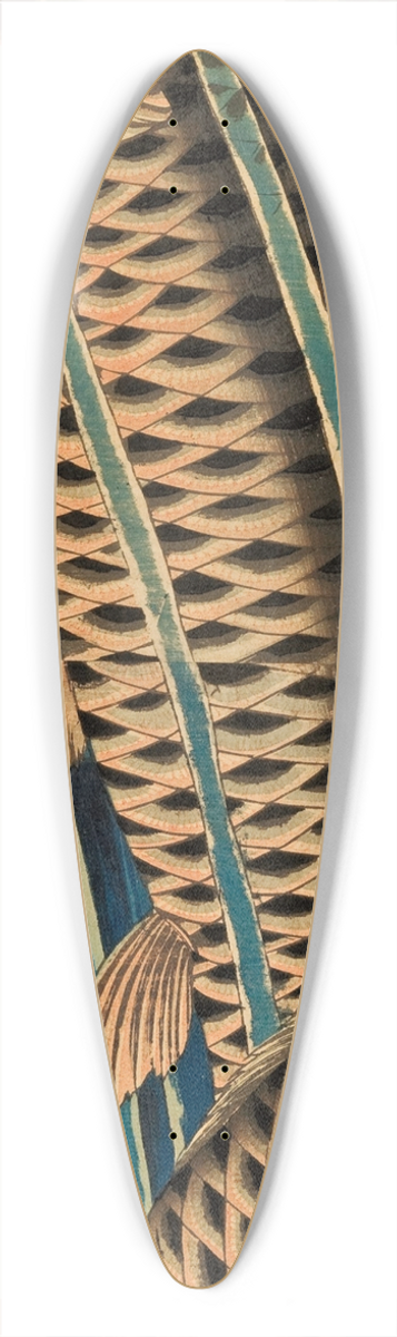 Keisai Eisen - Carp ascending a waterfall 39.3 inch art pintail longboard deck