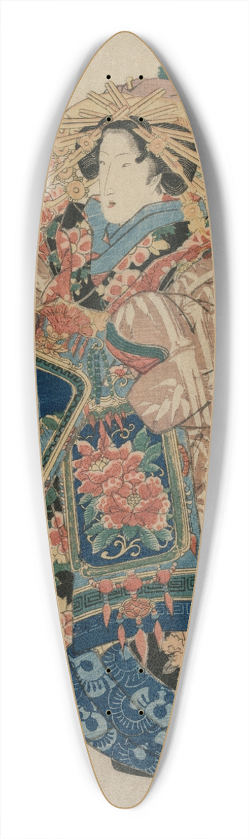 Keisai Eisen - The Courtesan Hanamurasaki of the Tsuchiya (from the series Beauties in their Finery amid Mallow Flowers) 39.3 inch art pintail longboard deck