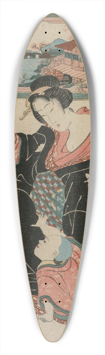 Kikukawa Eizan - Autumn Moon at the Temple Ishiyamadera from the series Fashionable Eight Views 39.3 inch art pintail longboard deck