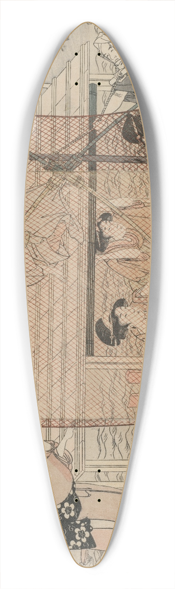 Kitagawa Utamaro - Net Fishing at Night on the Sumida River 39.3 inch art pintail longboard deck