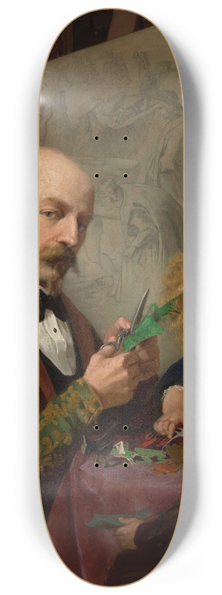 Adrian Gbocki - Artists self-portrait with children 8.25 inch art skate deck