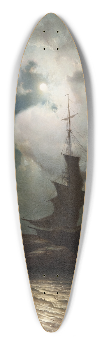 Knud Baade - Moonlight on the Coast of Norway 39.3 inch art pintail longboard deck