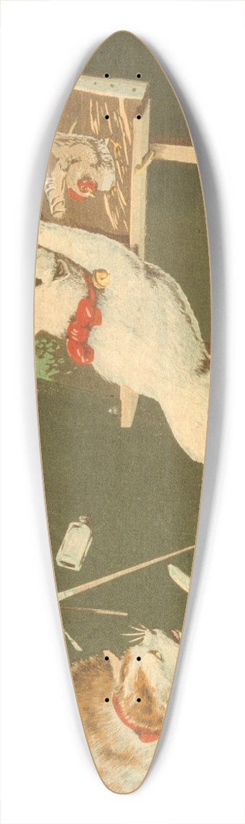 Kobayashi Kiyochika - Cats and Canvas 39.3 inch art pintail longboard deck