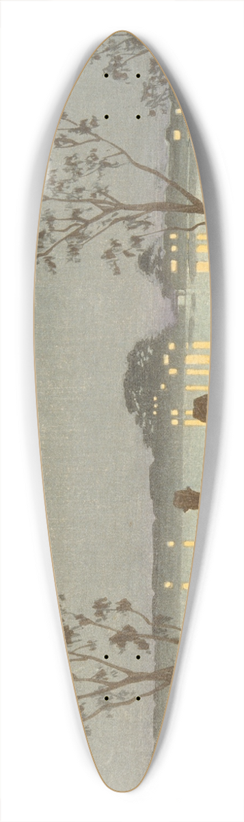 Kobayashi Kiyochika - Night on the Sumida River 39.3 inch art pintail longboard deck