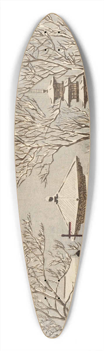 Kobayashi Kiyochika - The Temple Sensji in Snow 39.3 inch art pintail longboard deck