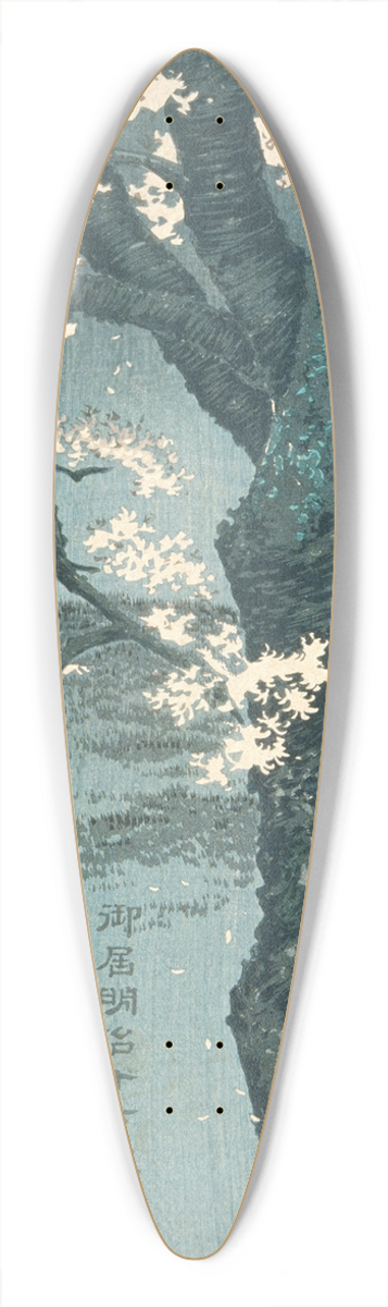 Kobayashi Kiyochika - Warrior Taira no Tadanori about to Sleep under a Cherry Tree 39.3 inch art pintail longboard deck