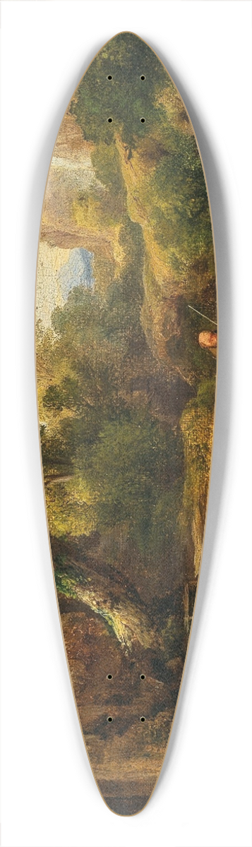 Kroly Mark - Flusslandschaft mit angelndem Mnch 39.3 inch art pintail longboard deck