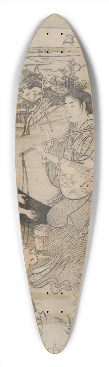 Kubo Shunman - Koya in the province of Ki-I and Noda in the province of Mutsu; Six TamaRivers 39.3 inch art pintail longboard deck
