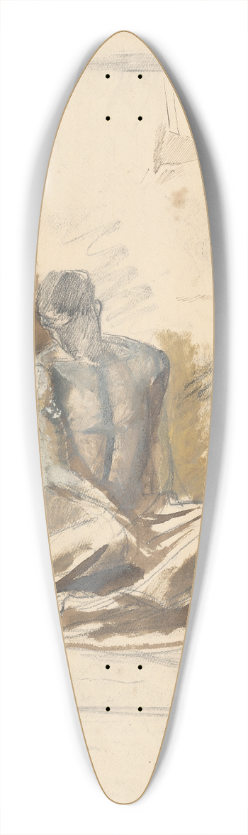 Ladislav Mednynszky - A study of a seated figure of a man 39.3 inch art pintail longboard deck