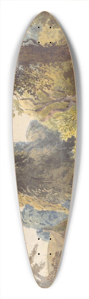 Ladislav Mednynszky - Swiss park with a pond and a sled 39.3 inch art pintail longboard deck