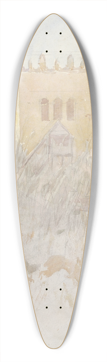 Ladislav Mednynszky - The bell tower in Strky II 39.3 inch art pintail longboard deck