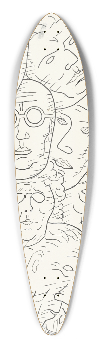 Leo Gestel - Blad met hoofden 39.3 inch art pintail longboard deck